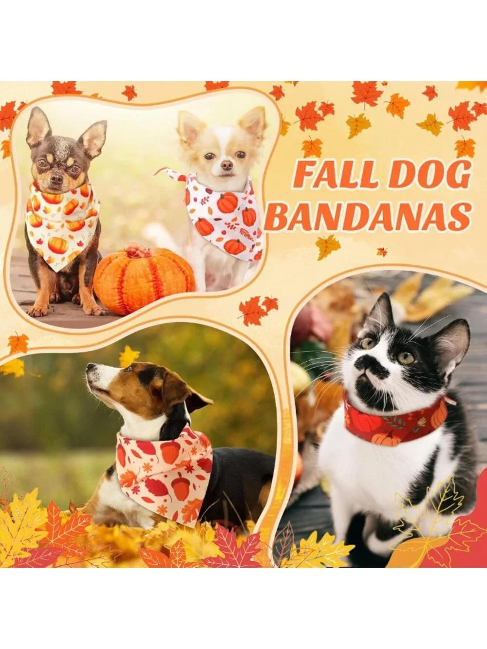 240 Pcs Fall Dog Bandanas - Cute Autumn Accessories for Pets, Thanksgiving Style